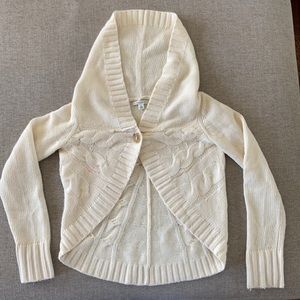 Banana Republic cable-knit cream shrug with hood